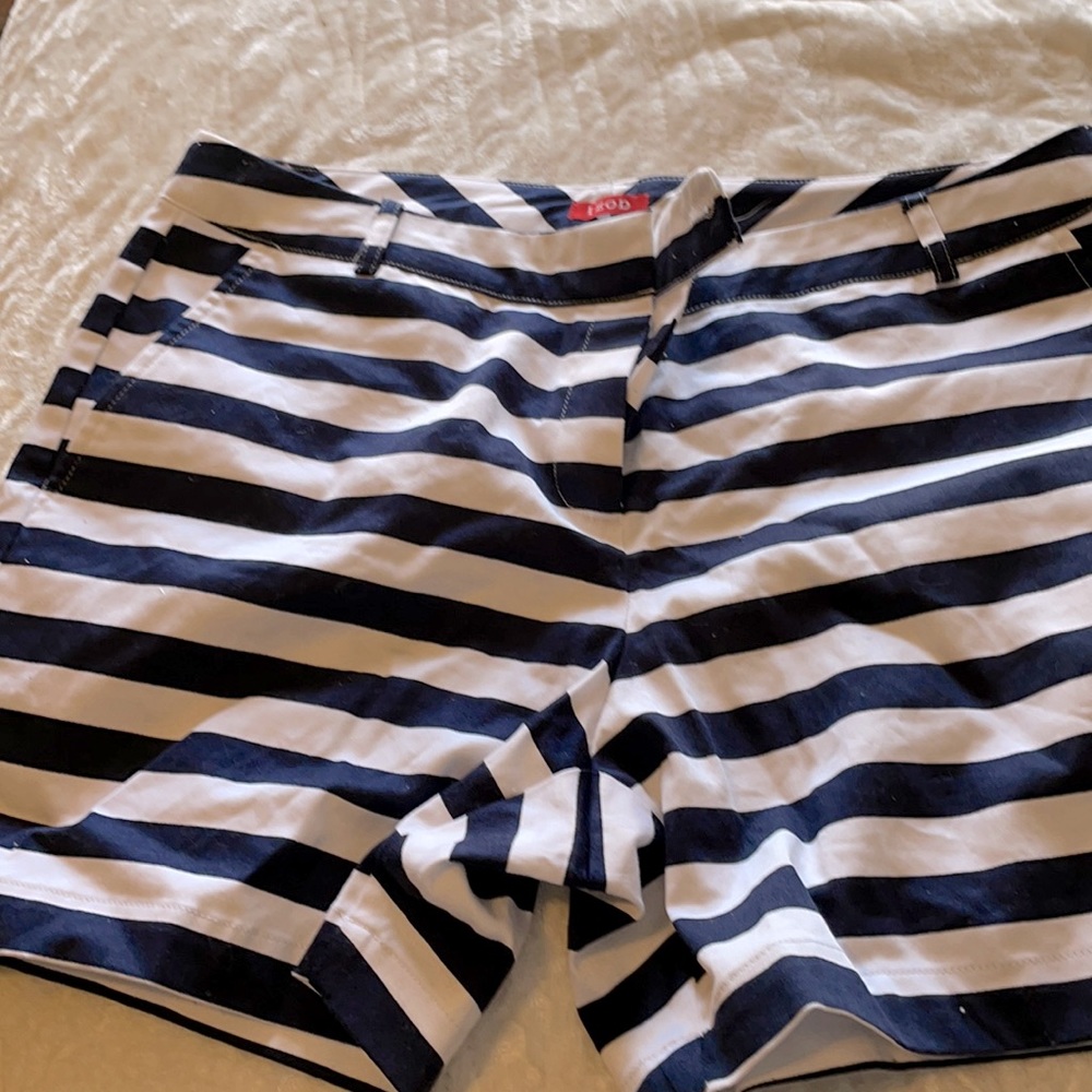 Navy blue and white khaki shorts